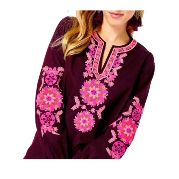 Lilly Pulitzer Corbett’s Embroidered cherry and Pinks Women's tunic size XXS NWT